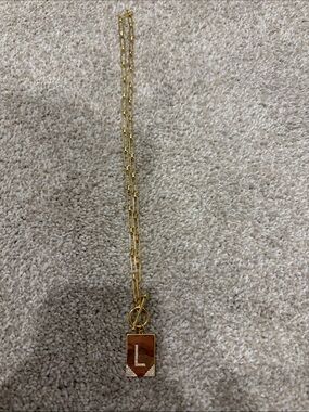 Uncommon James Gold and Brown 'L' Initial Pendant Necklace